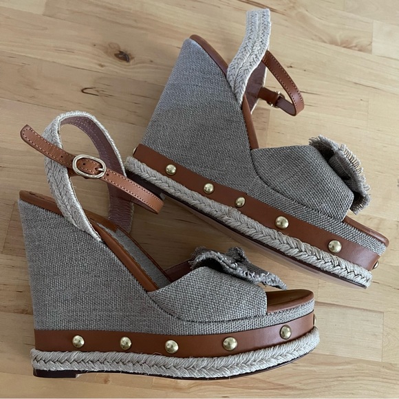 Red Valentino Knotted Bow Espadrille Wedge Sandals, 38.5 - Picture 9 of 15